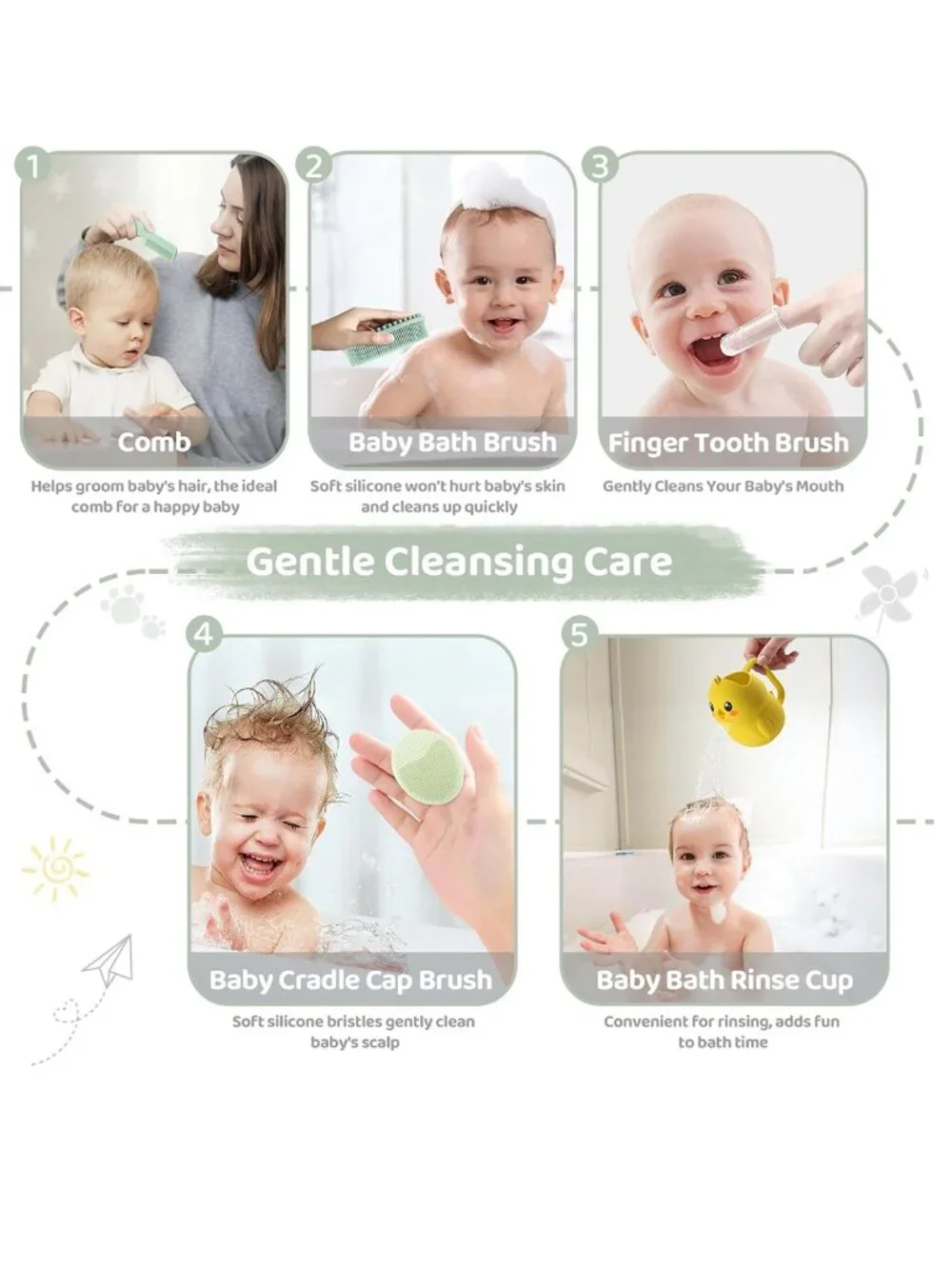 NEW 19 Piece Newborn New Baby Grooming Essentials Kit Bath Brush Bib Nail Needs